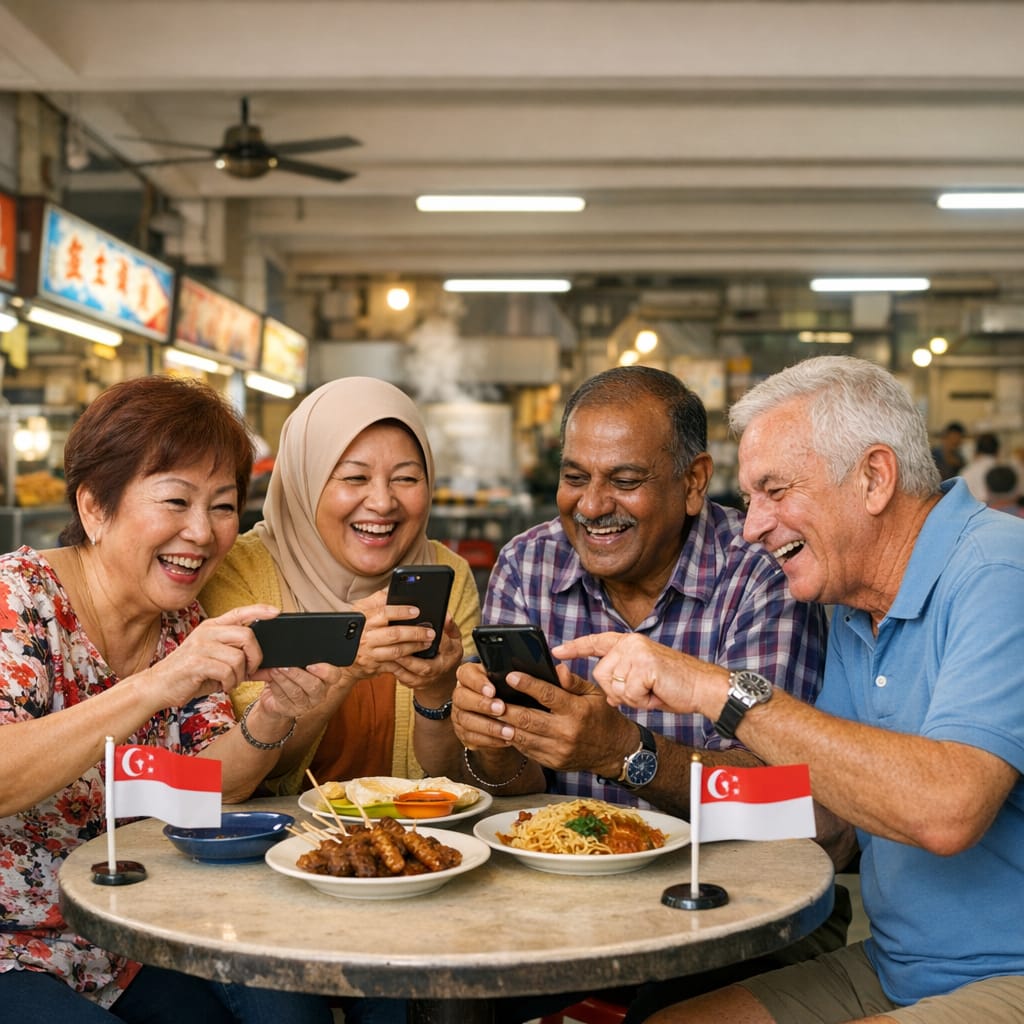 Singapore seniors creating digital stories together at a Sagelion workshop